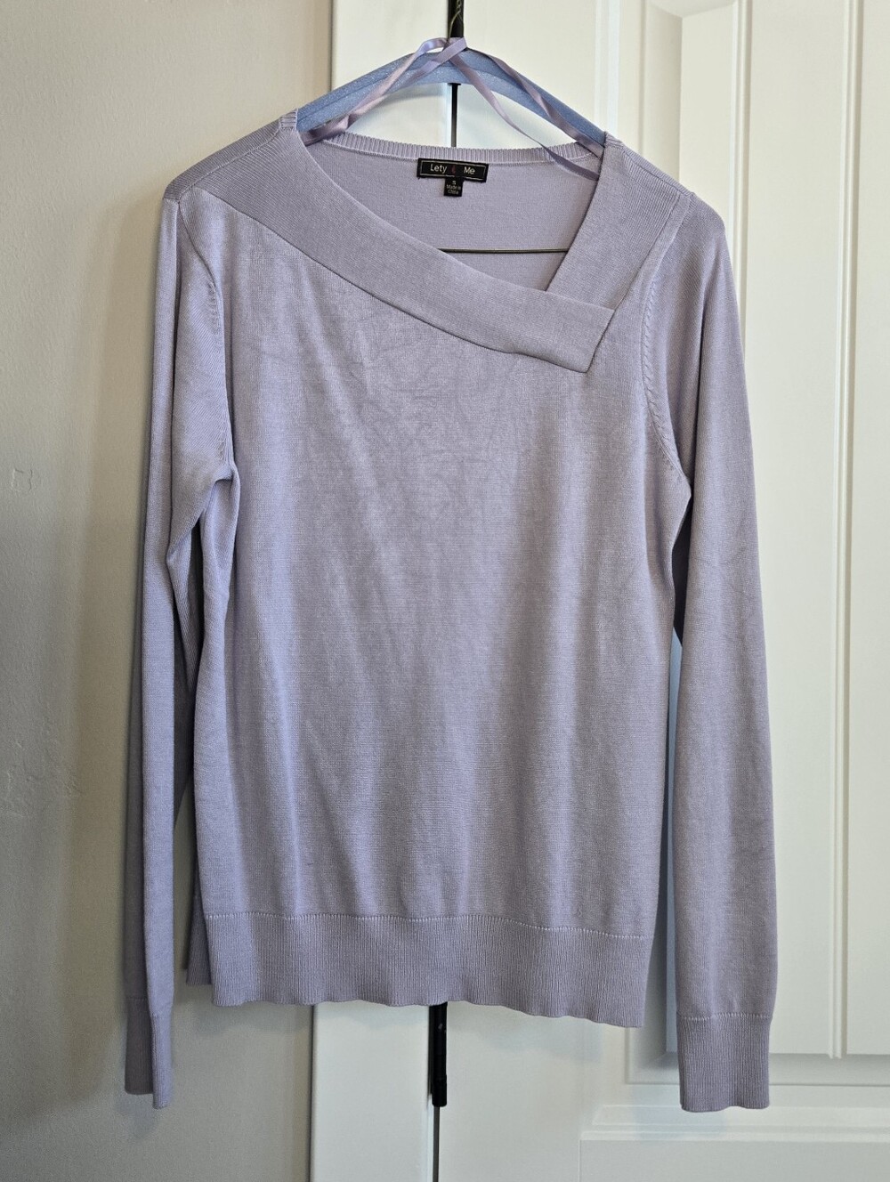 Leity by No Lavender Asymmetrical Scoop Neck Sweater